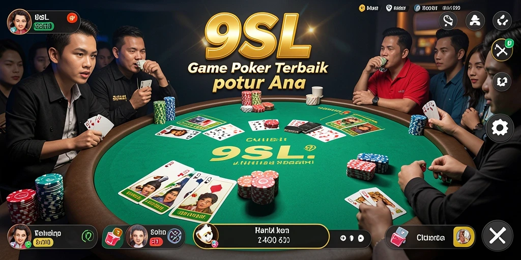 Screenshot gameplay 9SL menampilkan aksi poker yang mendebarkan.