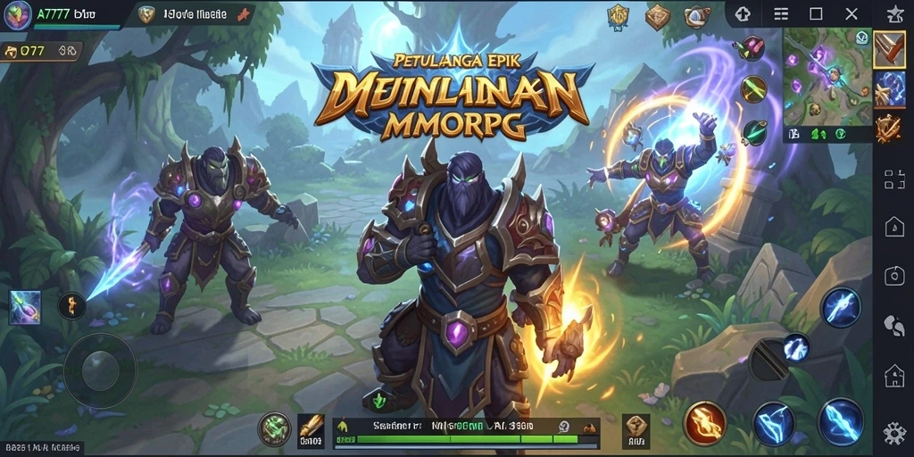 Gameplay A7777 menampilkan aksi pertempuran seru dalam dunia fantasi.