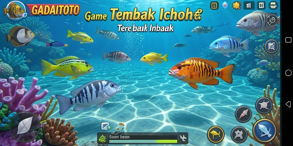 Tampilan screenshot GADAITOTO menampilkan aksi menembak ikan yang seru dan grafis yang memukau.