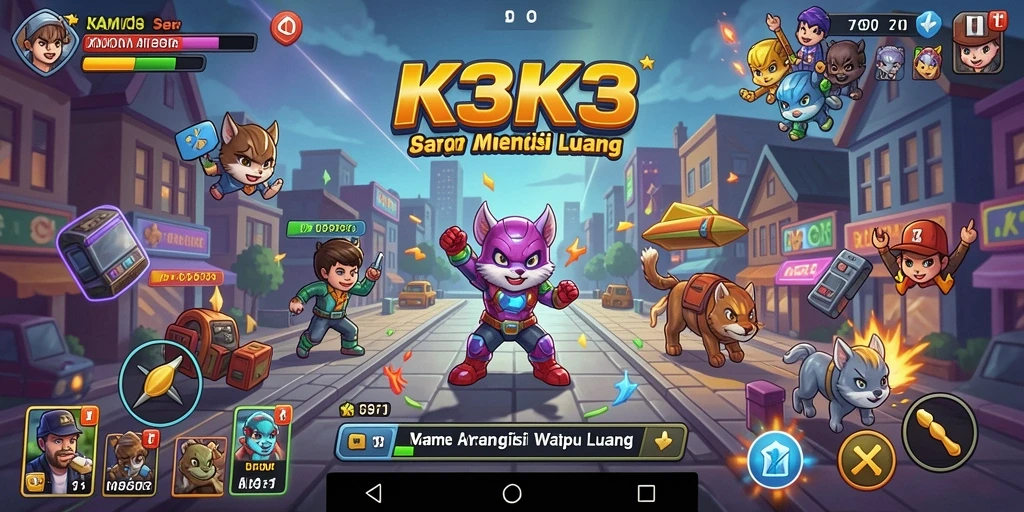 Tampilan gameplay K3K3 yang seru dan dinamis.