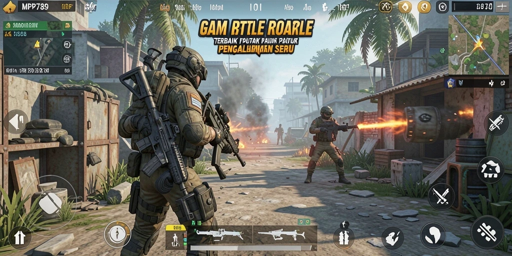 Gameplay seru dalam Battle Royale dengan aksi mendebarkan.