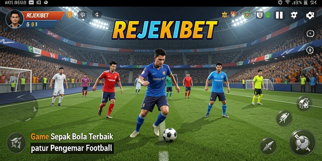 Screenshot REJEKIBET menampilkan aksi seru dalam permainan sepak bola.