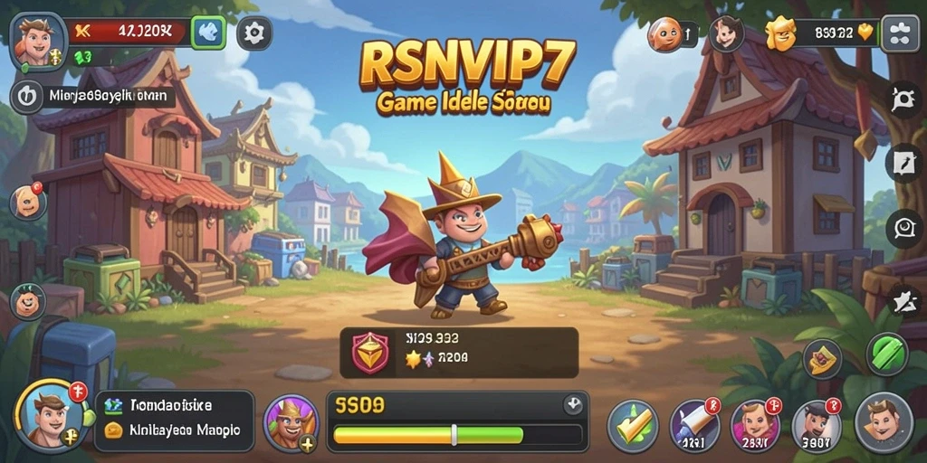 Tampilan gameplay RSNVIP7 dengan karakter yang sedang mengumpulkan sumber daya.