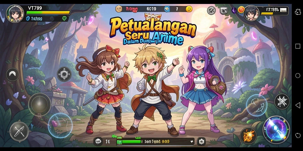 Menampilkan karakter anime yang menakjubkan dalam aksi.